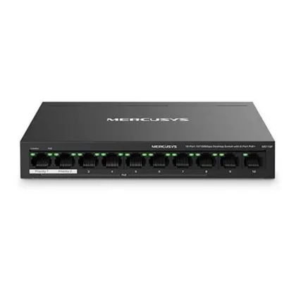 Mercusys ÷ poe+ no gestionable ms110p 10p 10/100 con 8p poe+ 65w ethernet mini desktop
