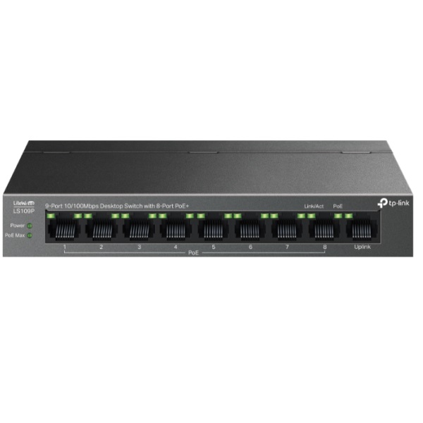 ÷ Switch no gestionable tp-link ls109p litewave 8p 10/100 poe+ sobremesa carcasa metal no rack