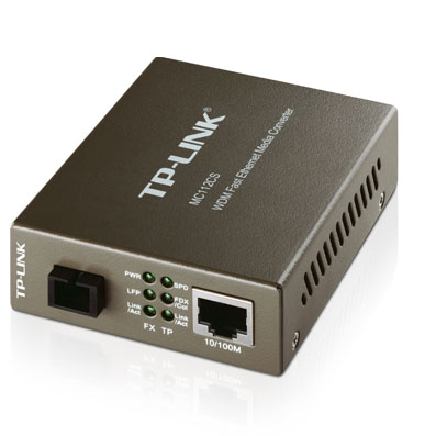 ÷ Convertidor fibra tp-link mc112cs rj45 eth a fibra monomodo sc tx:1310nm, rx:1550nm fullduplex hasta