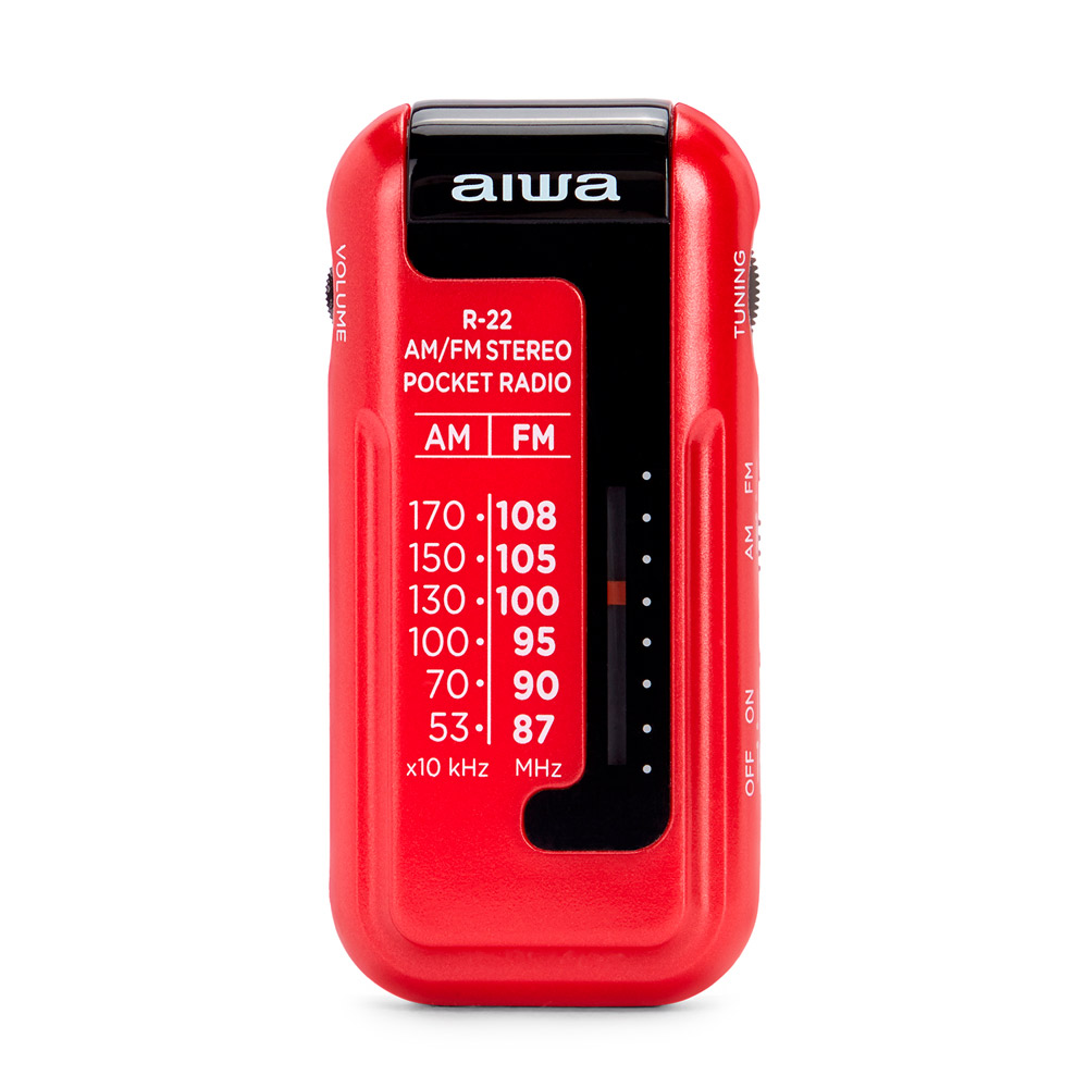 ÷ Radio analogica mini aiwa r-22rd am/fm hyperbass color rojo