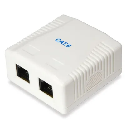 Equip ÷ Roseta de superficie categoria 6 2 hembras blanco – RJ45