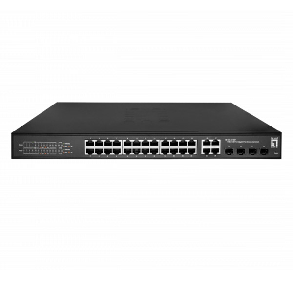 ÷ Switch semigestionable level one hilbert 24p poe 10/100/1000 380w +4p sfp combo 10/100/1000 carcasa