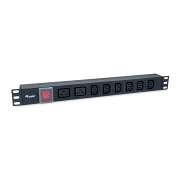 ÷ Regleta alimentacion aluminio rack 19\" 1u 6 tomas iec c13 + 2 tomas iec c19 con interruptor