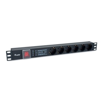 ÷ Regleta alimentacion aluminio rack 19\" 1u 6 tomas  con interruptor  proteccion de voltaje y filtro