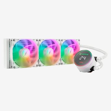 ÷ Sistema de refrigeracion liquida unyka uk353101 aquastorm 360 blanco 3x vent. 120mm 1800 rpm argb di