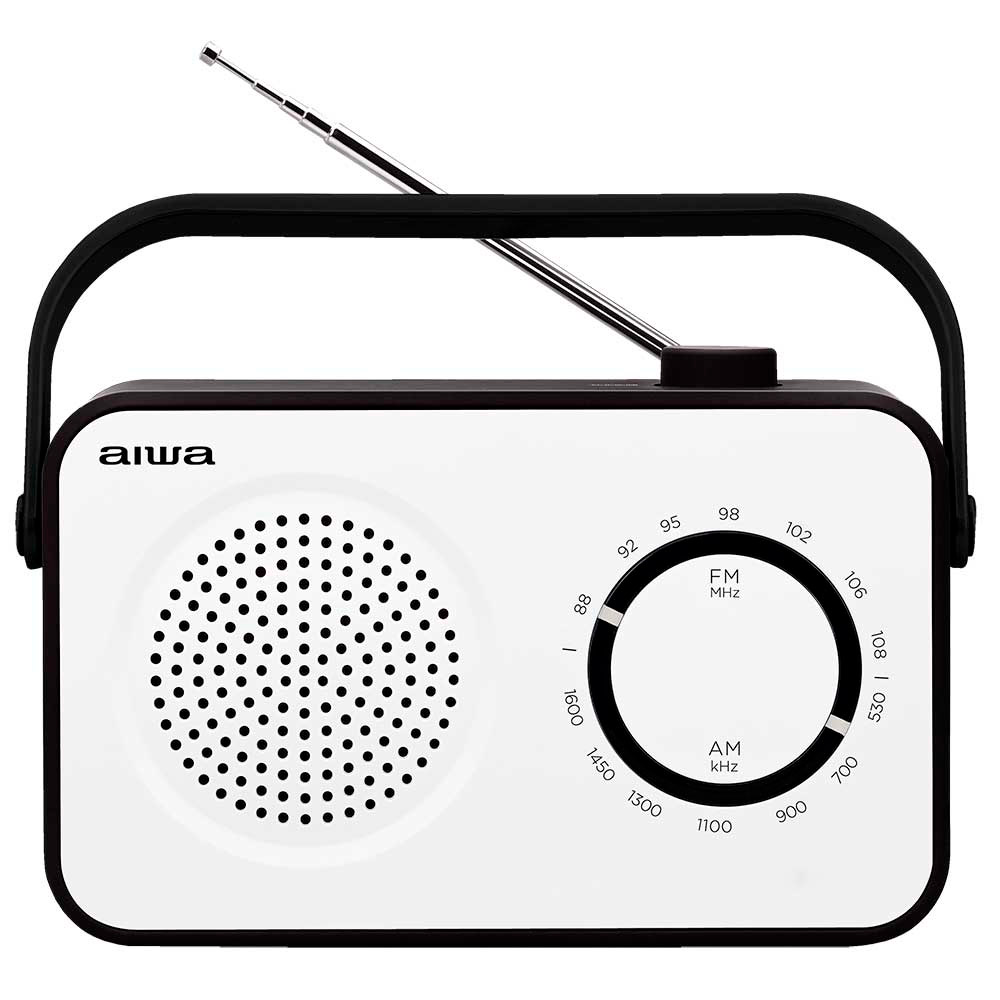 ÷ Radio vintage con altavoz aiwa r-190bw am/fm altavoz 4\" y jack 3.5mm dise?o soft touch stylish color