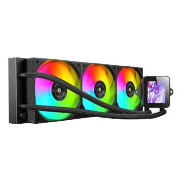 ÷ Sistema de refrigeracion liquida mars gaming mlvision360 negro 3x120mm argb tpd 500w pantalla lcd