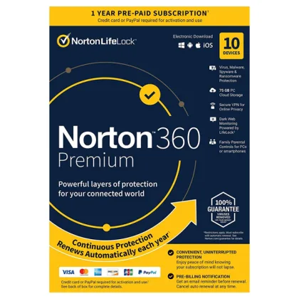 Norton ÷ 360 premium 75gb portugues 1 user 10 device 12mo box
