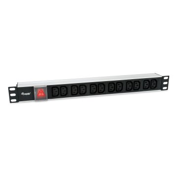 ÷ Regleta alimentacion aluminio rack 19\" 1u 12 tomas iec c13 con interruptor cable 1.8m
