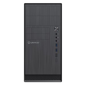 Unyka ÷ Caja microatx aero c12 frontal aluminio cepillado usb3, 0 negro – USB-C