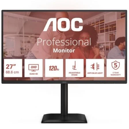 AOC Profesional Q27E4CV 27"/ QHD/ Multimedia/ Regulable en altura Negro – QHD