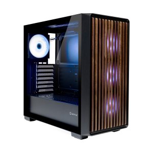 ÷ Caja atx unyka revelat madeira black 2x3.5\" 2x2.5\" 2xusb3.0 1xusb-c gpu 425mm frontal madera