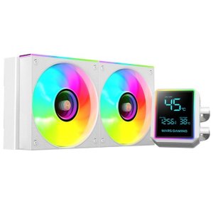÷ Sistema de refrigeracion liquida mars gaming mllcdpro240w 2x120mm argb 500w tdp pantalla lcd blanc