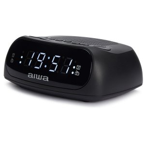 Aiwa ÷ Radio despertador cr-09j am/fm doble alarma bateria de respaldo negro