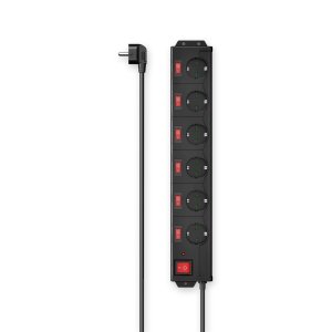 ÷ Regleta alimentacion hama con 6 tomas interruptor individual y comun 1,4m color negro