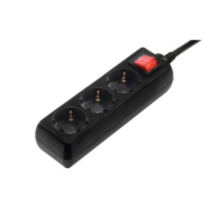 Hama ÷ Regleta alimentacion con 3 tomas interruptor 1, 4m 3500w 3x1, 5mm color negro