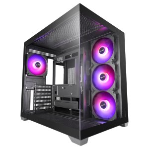 Mars Gamin ÷ Caja atx mars gaming mcv5 cristal templado panoramico ARGB GPU 416mm negra