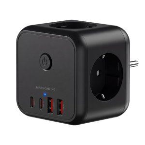 Mars Gamin ÷ Powercube mars gaming md-cube20 4 USB 3 tomas de corriente. regleta color negro