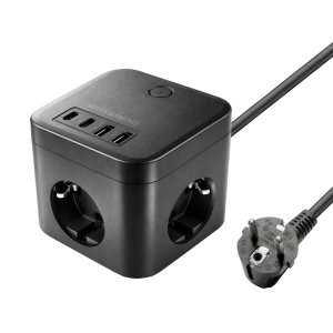 ÷ Powercube mars gaming md-cube35 4 usb 3 tomas de corriente con cable 1.8m regleta color negro