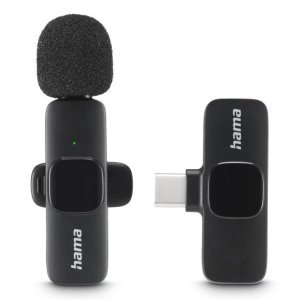÷ Microfono hama smart wireless gadget usb-c cancelacion ruido ia patron omnidireccional pinza negro