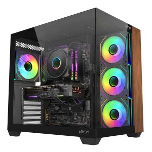 ÷ Caja atx abysm sava 285b sin fuente negro madera 3 bahias usb-c gpu 410mm
