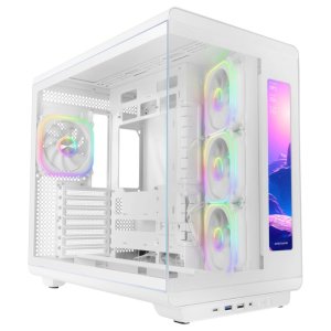 ÷ Caja atx mars gaming mc-revmaxw pantalla lcd 11.8\" cristal templado 4x ventiladores argb blanco