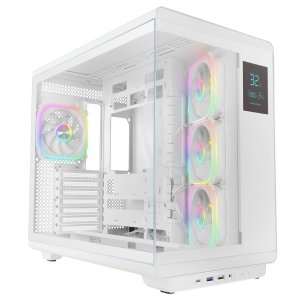 ÷ Caja atx mars gaming mc-revpro pantalla lcd 4.3\" cristal templado 4x ventiladores argb blanco