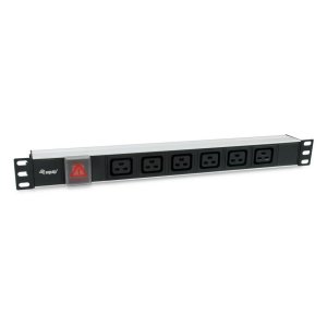 ÷ Regleta rack 19\" 1u equip 6 tomas c19 con interruptor conector iec20 333319