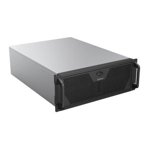 ÷ Caja rack 19\" unykach 4u sin fuente negro plata 6 bahias int 1xusb2.0 1xusb3.0 1xusb-c