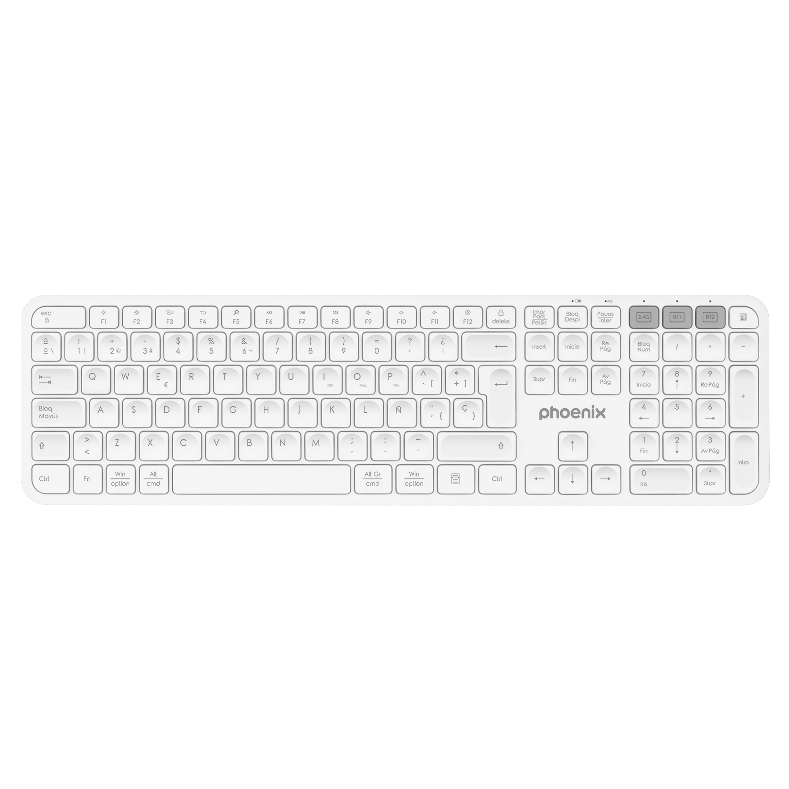 Phoenix technologies inalámbrico multidispositivo phoenix k300 blueooth dual y 2.4ghz blanco