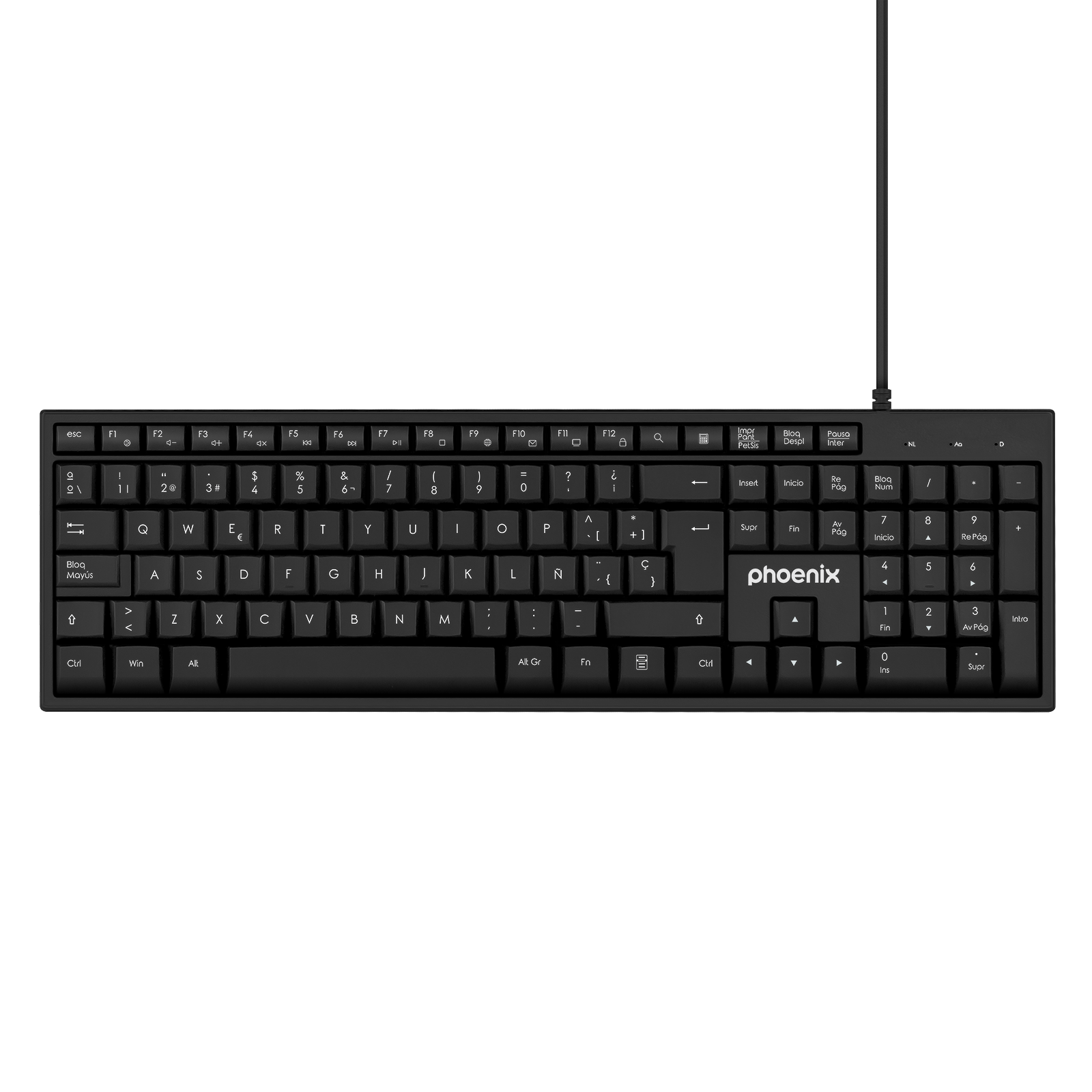 Phoenix k100 teclado multimedia usb negro qwerty oficina