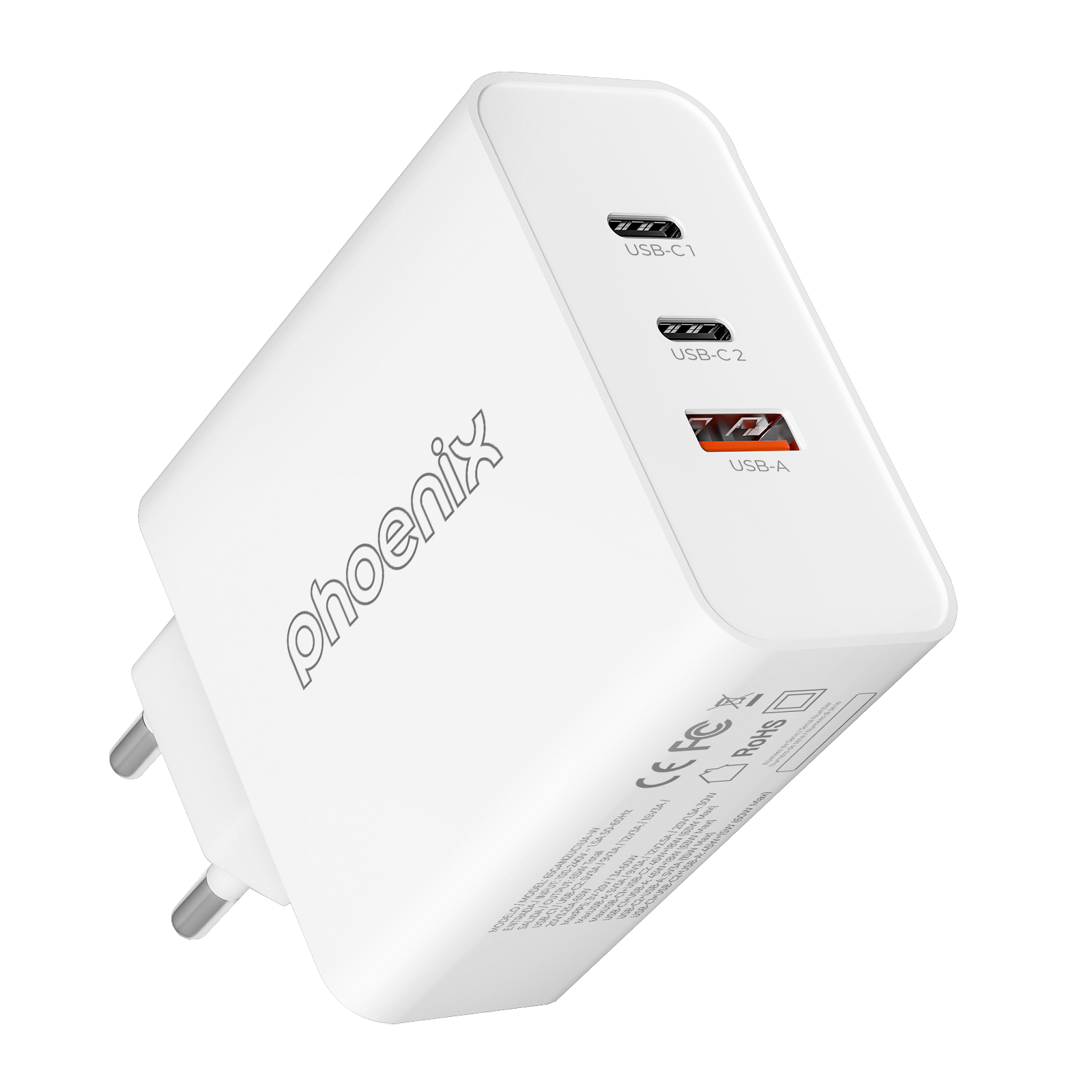 Cargador tipo c 65w gan phoenix universal para portatil tablet o smartphone carga rapida