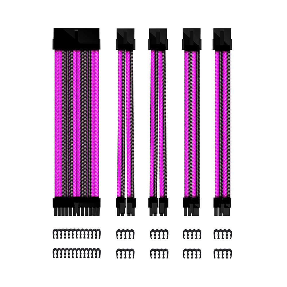 Phoenix technologies Kit de extension phoenix cables fuente de alimentacion 30cm 24 pines - 4 + 4 pines… negro / morado