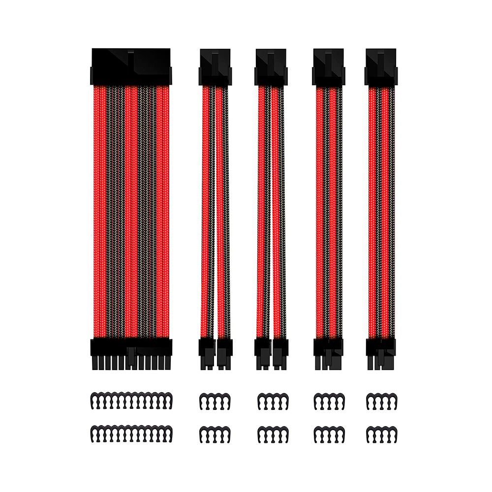 Phoenix technologies Kit de extension phoenix cables fuente de alimentacion 30cm 24 pines - 4 + 4 pines… negro / rojo