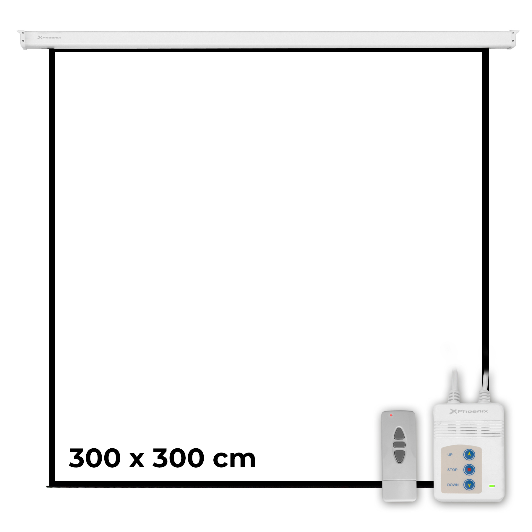 Phoenix -  pantalla electrica videoproyector pared y techo 169´´ ratio 1:1 4:3 16:9 3m x 3m