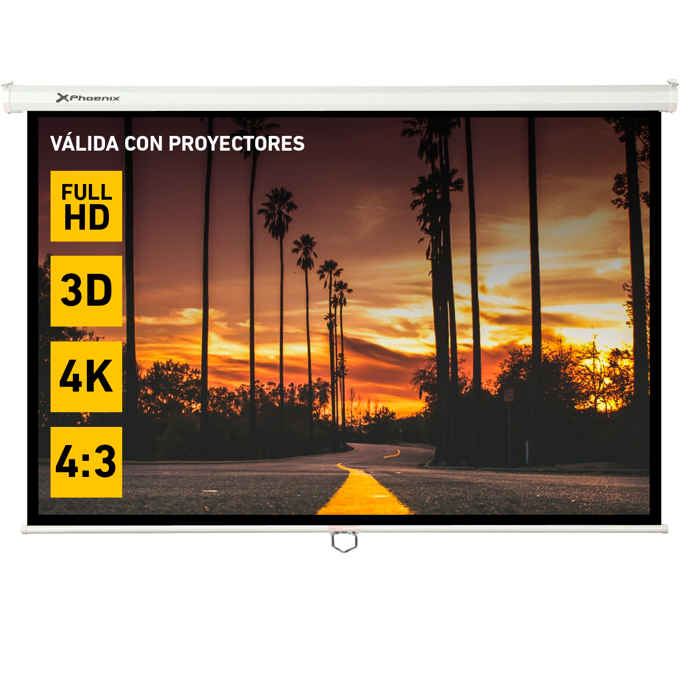 Phoenix technologies Pantalla manual videoproyector pared y techo phoenix 100´´ ratio 4:3 - 16:9 2m x…