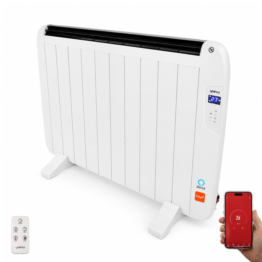 Yoevu radiador eléctrico bajo consumo - 10 elementos - 1500 w - temporizador… blanco – LCD / WiFi