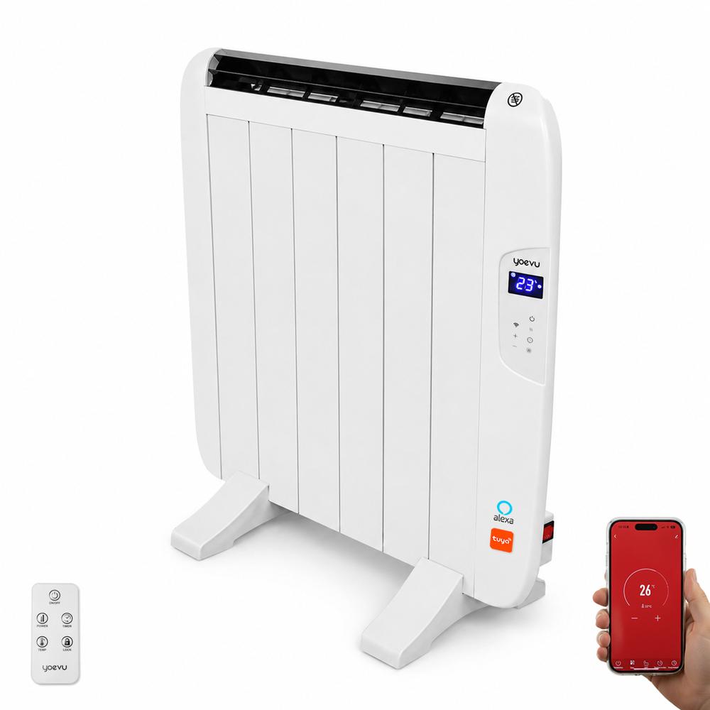 Yoevu radiador eléctrico bajo consumo - 4 elementos - 900 w - temporizador - programable… blanco – LCD / WiFi