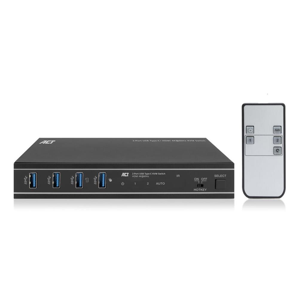 Conmutador kvm usb - c dual 4k 2 puertos act connectivity
