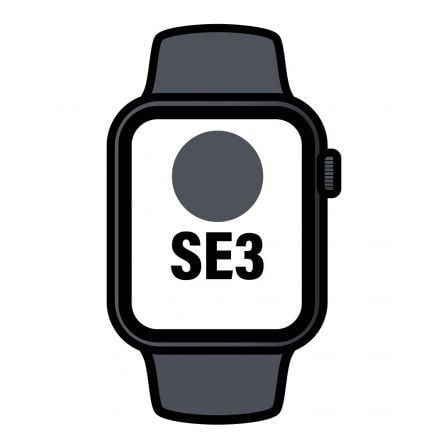 Apple Watch SE3/ GPS/ 44mm/ Caja de Aluminio Medianoche/ Correa Deportiva Negra S/M