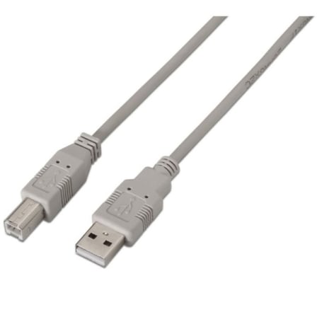 Cable USB 2.0 Impresora Aisens A101-0003/ USB Tipo-B Macho - USB Macho/ 3m/ Beige
