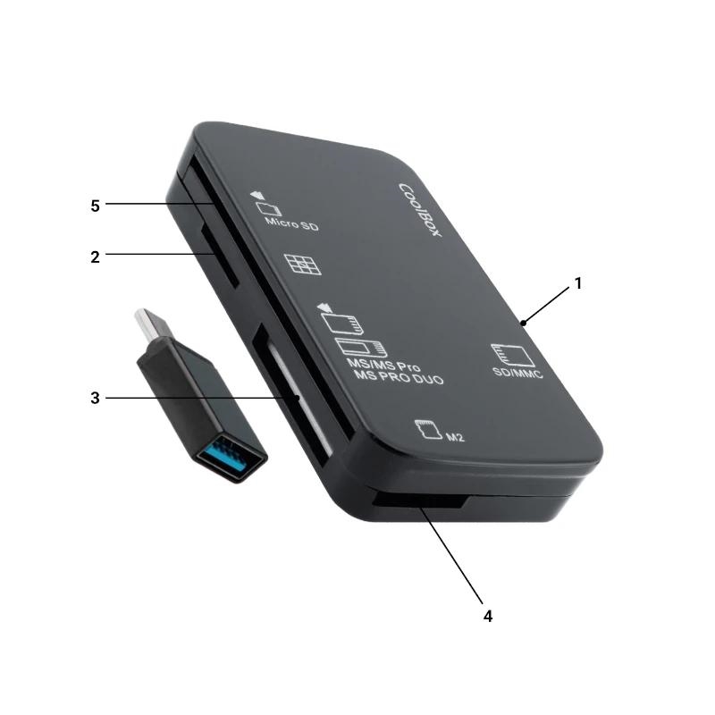 Lector tarjetas memoria y usb coolbox cre4 -  adaptador usb