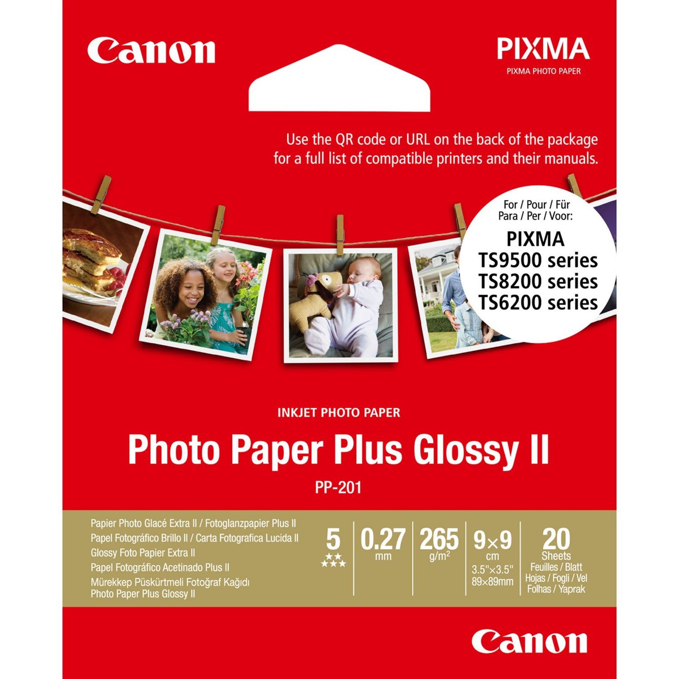 Canon Papel foto pp - 201 2311b070 9x9 - 20 hojas