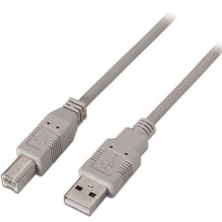 Cable USB 2.0 Impresora Aisens A101-0004/ USB Tipo-B Macho - USB Macho/ 4.5m/ Beige