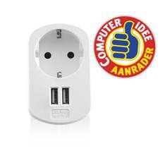Ewent USB 2 puertos - 155w - enchufe shuko blanco