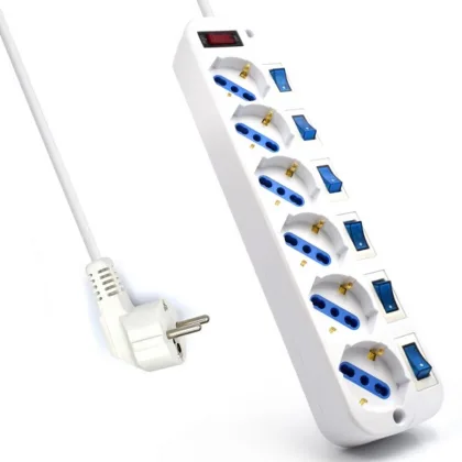 Ewent Regleta con 6 tomas shucko con interruptor individual y 3 metros de