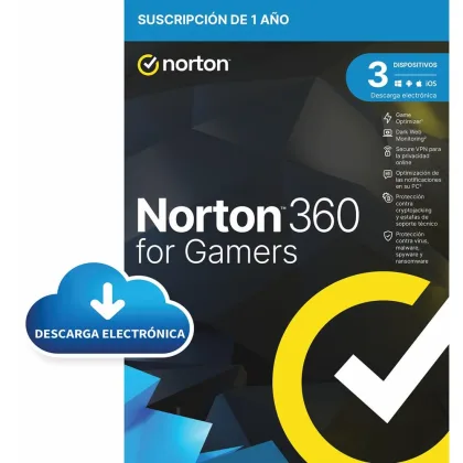 Norton Antivirus 360 for gamers 50gb español 1 usuario 3 dispositivos 1 año esd…