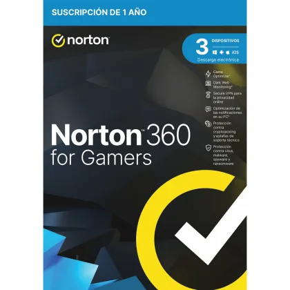 Norton Antivirus 360 for gamers 50gb español 1 usuario 3 dispositivos 1 año caja generic…