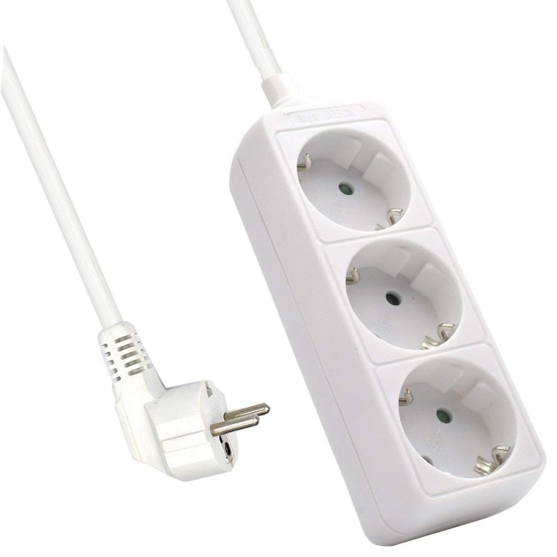 Regleta ewent 3 tomas shucko y 1.5 metros de cable blanco