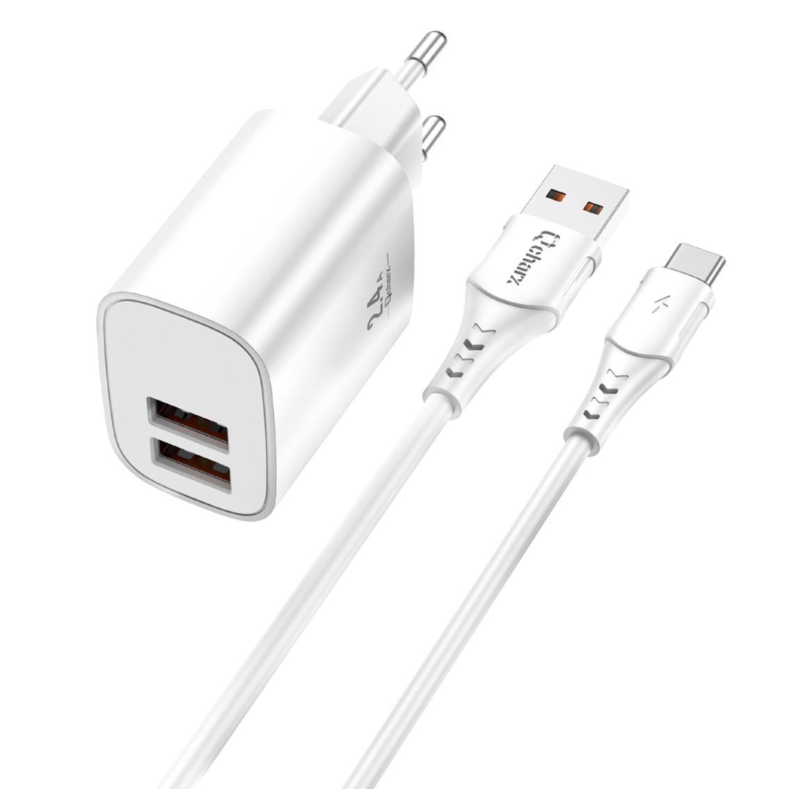 Qcharx international Kit qcharx apolo 24a 12w + cable USB a tipo c blanco